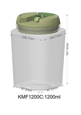 850ml 1200ml ODM ขวดพลาสติกเกรดอาหาร PP ทรงกลม